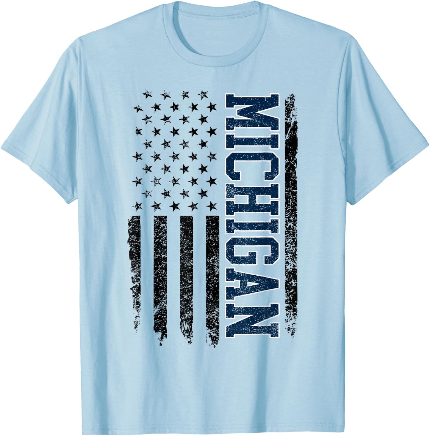 Vintage Michigan Look Maize Blue Men Retro Font Michigan T-Shirt - T-Shirt | Light Blue