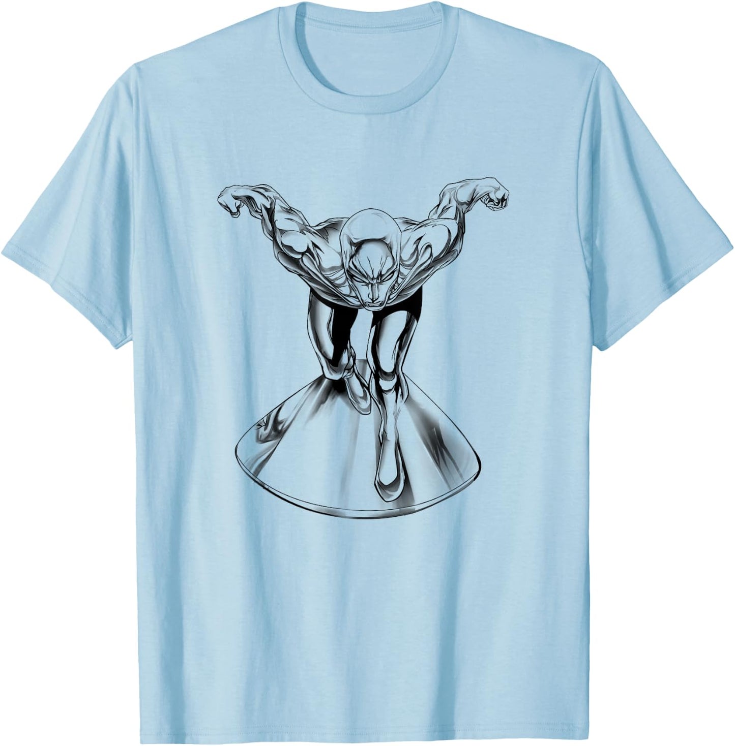 Marvel Comics Retro Classic Silver Surfer Big Chest Portrait T-Shirt - T-Shirt | Light Blue