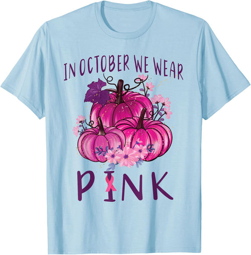 In October We Wear Pink Pumpkins Halloween Breast Cancer