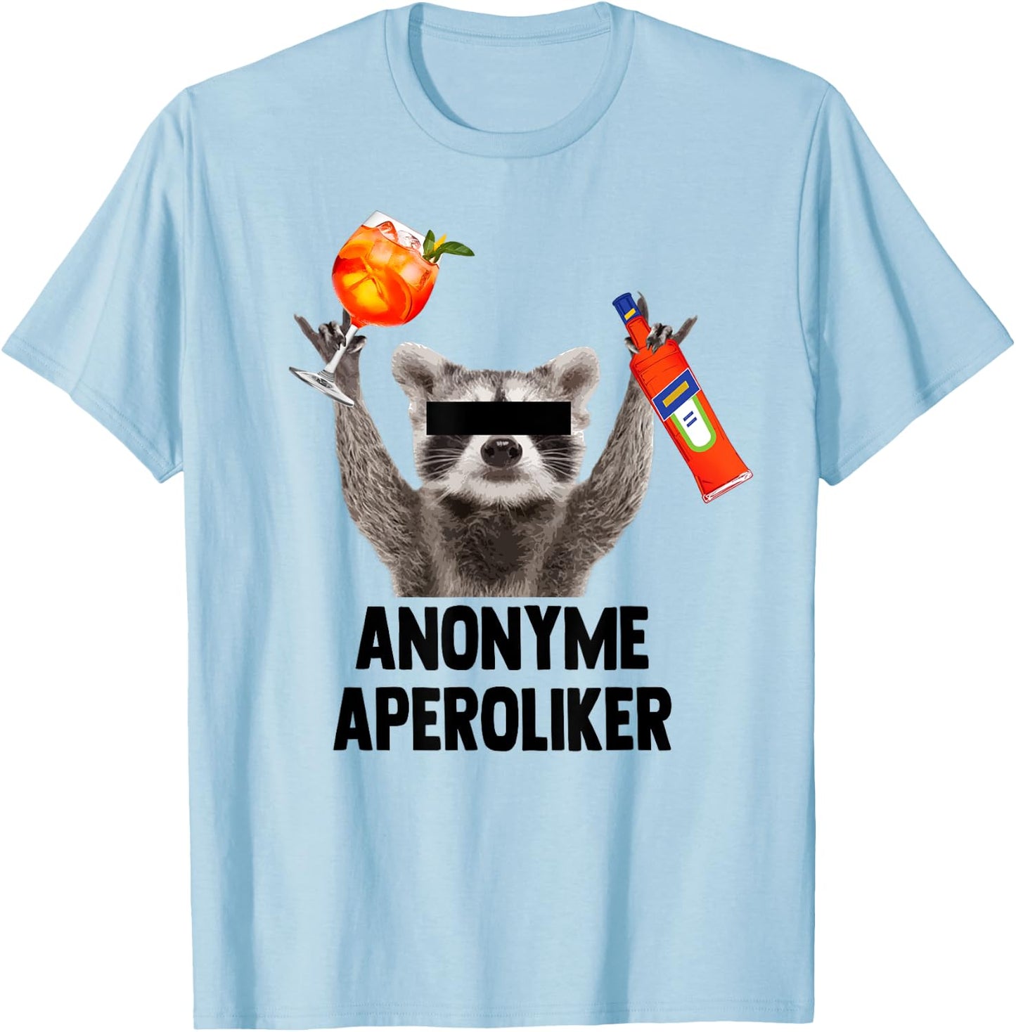 Anonymous Aperolics X Raccoon Meme Racoon X Pedro Spritz , White T-Shirt - T-Shirt | Light Blue