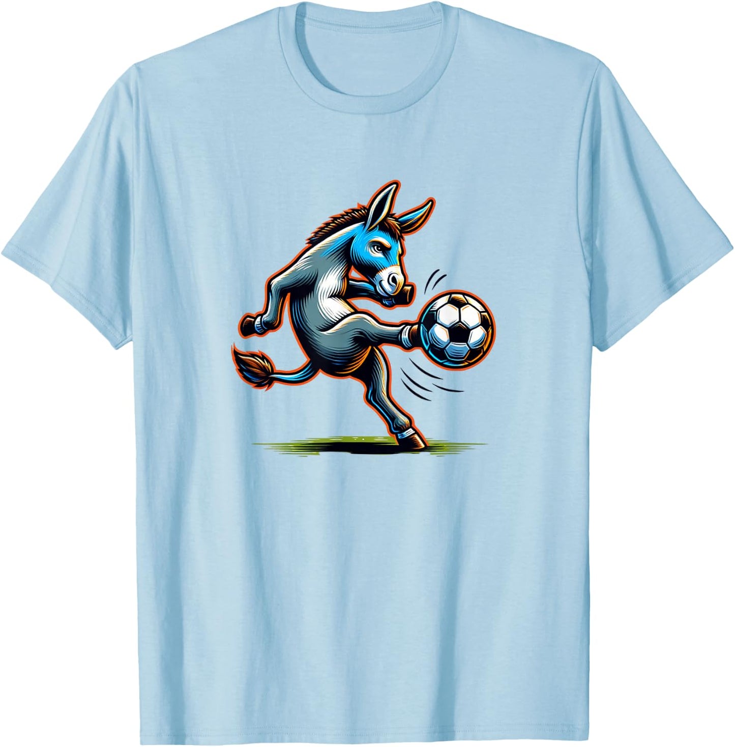 Donkey Kicking a Soccer Ball T-Shirt - T-Shirt | Light Blue