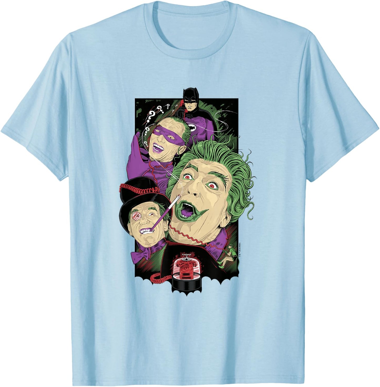 Batman Vintage Joker Penguin Riddler Triple Threat Villains T-Shirt - T-Shirt | Light Blue