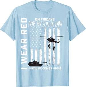 Deployed Son In Law Red Friday Military Support Troops Flag T-Shirt - T-Shirt | Light Blue