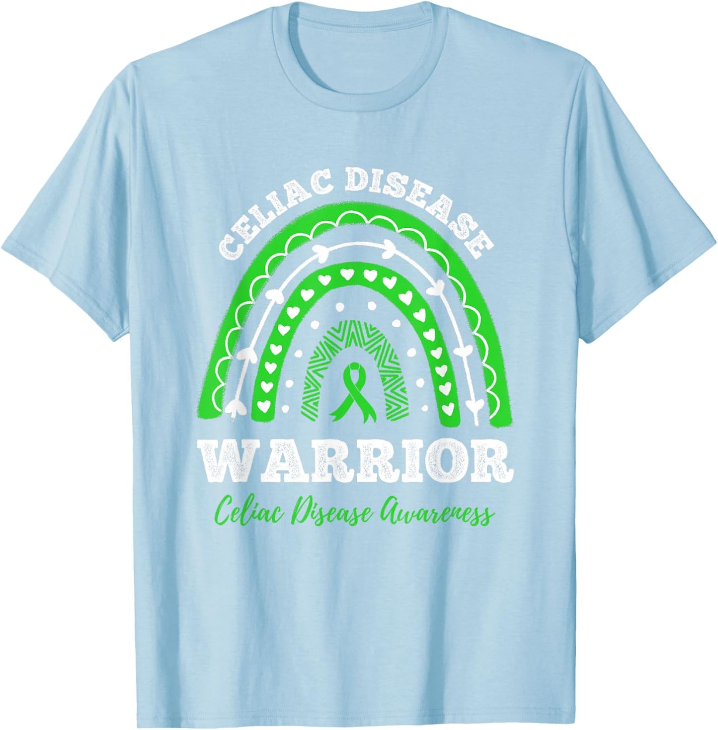 Warrior Green Ribbon Celiac Disease Awareness T-Shirt - T-Shirt | Light Blue