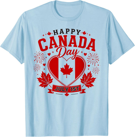 Canadian Flag Shirt Women Men Kids Red Maple Leaf Canada Day T-Shirt - T-Shirt | Light Blue