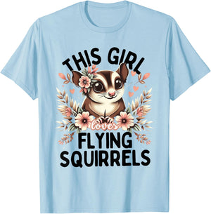 Funny Flying Squirrel Shirt Animal Lover Flying Squirrels T-Shirt - T-Shirt | Light Blue