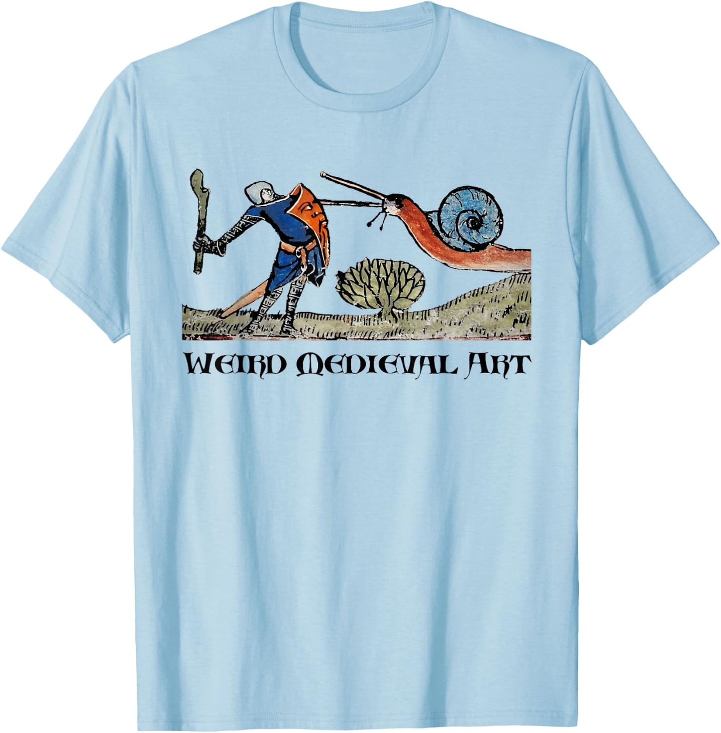 Weird Medieval Art Snail Fight funny strange special absurd T-Shirt - T-Shirt | Light Blue