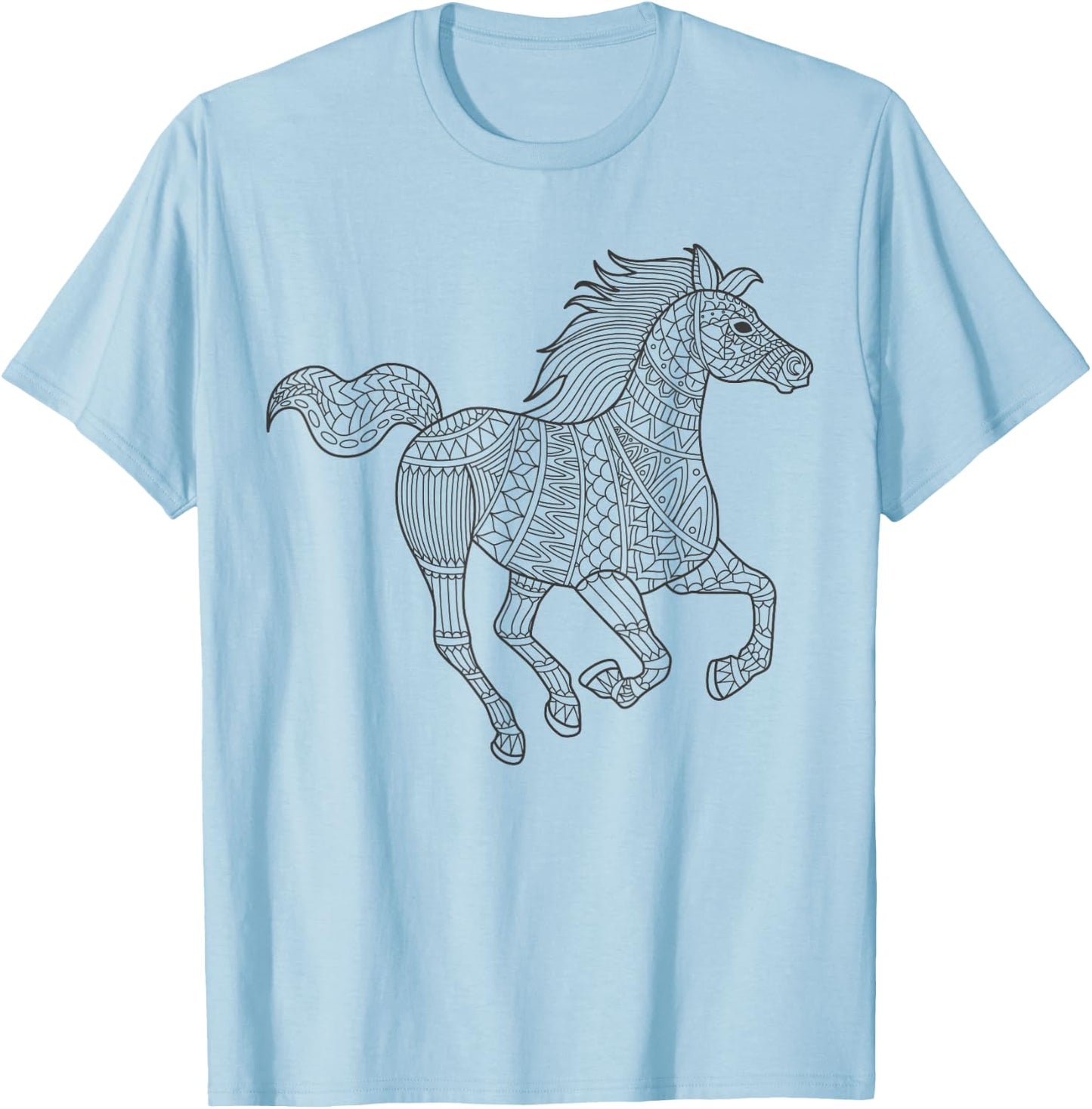 Pferd Mandala zum bemalen & ausmalen für Kinder T-Shirt - T-Shirt | Light Blue
