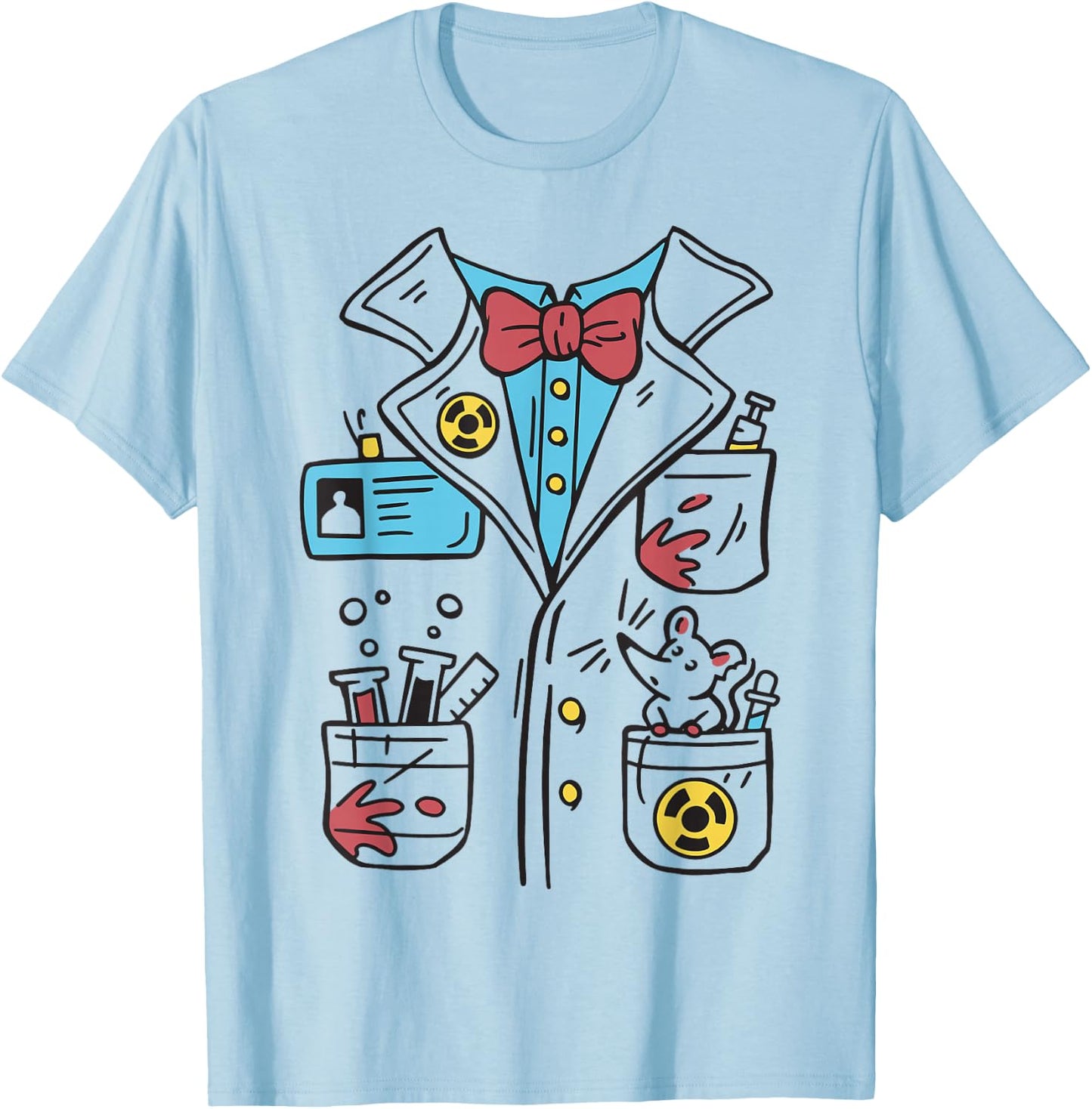 Crazy Scientist Costume Children Men Women Gown , White T-Shirt - T-Shirt | Light Blue