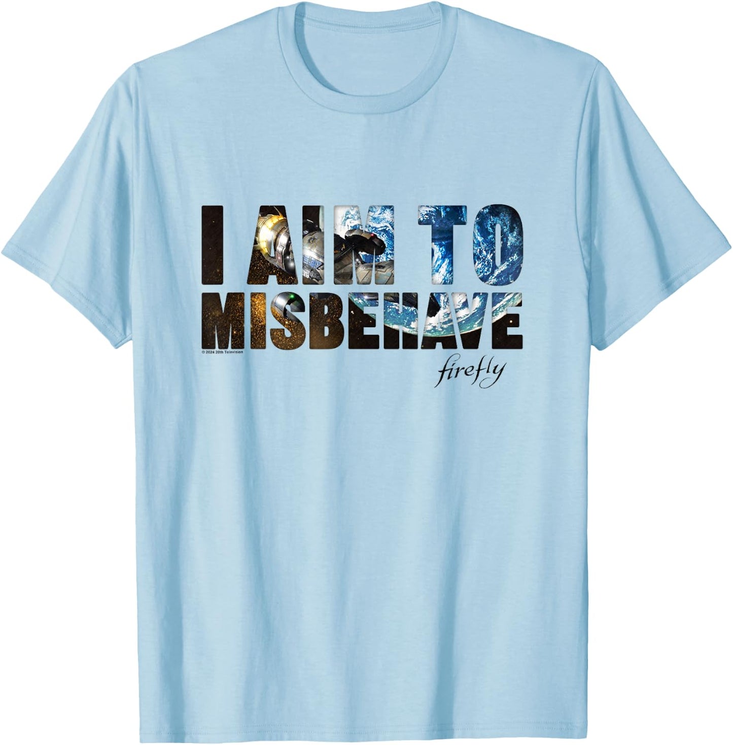 Firefly I Aim To Misbehave From The Galaxy Big Chest Logo T-Shirt - T-Shirt | Light Blue