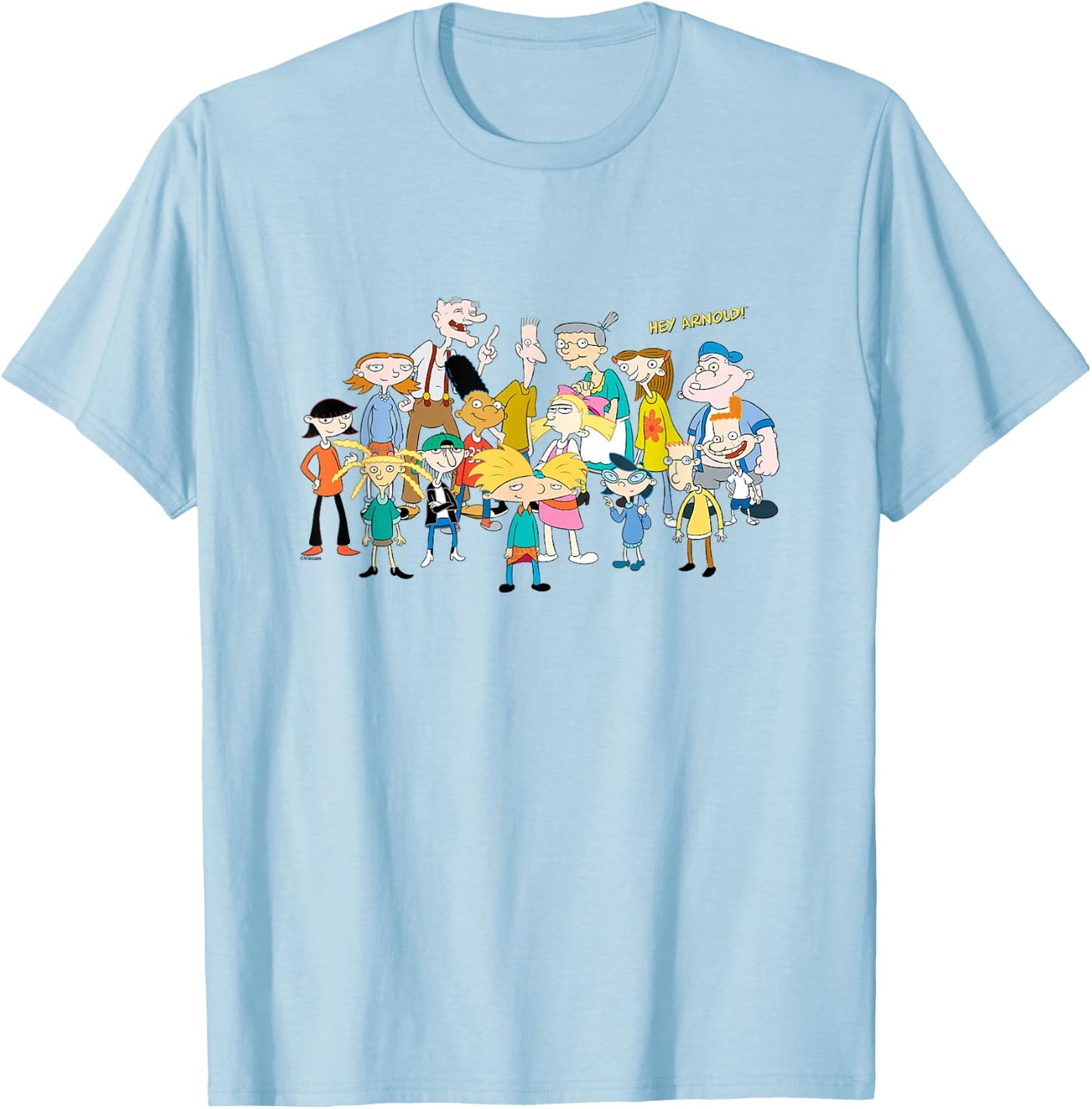 Hey Arnold! Iconic Characters Group Shot Big Chest Logo T-Shirt - T-Shirt | Light Blue