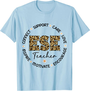 Leopard ESE Teacher Appreciation Week back to school T-Shirt - T-Shirt | Light Blue
