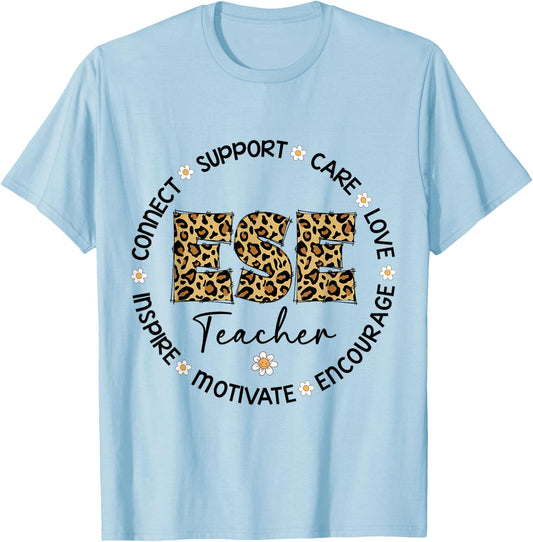 Leopard ESE Teacher Appreciation Week back to school T-Shirt - T-Shirt | Light Blue