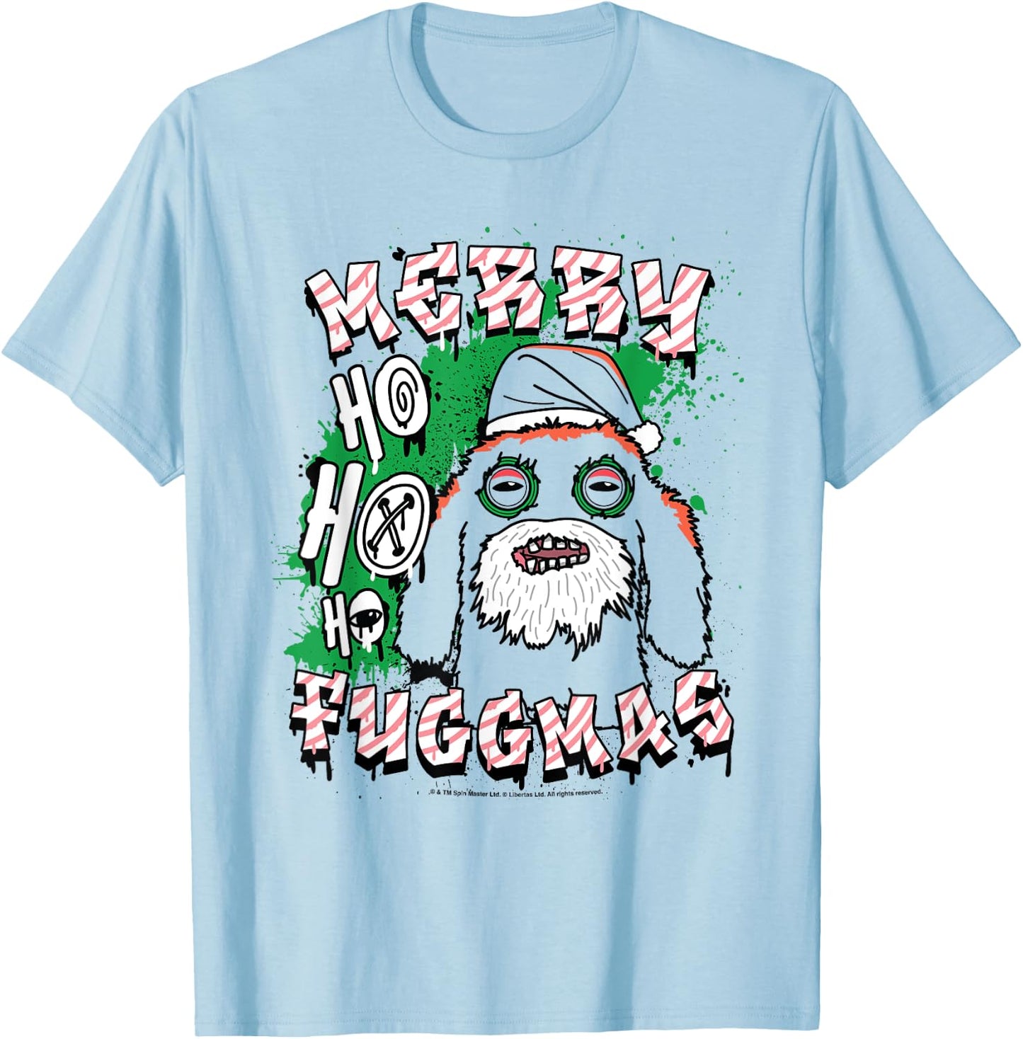 Fuggler Christmas Ho Ho Ho Merry Fuggmas Festive Fugg T-Shirt - T-Shirt | Light Blue
