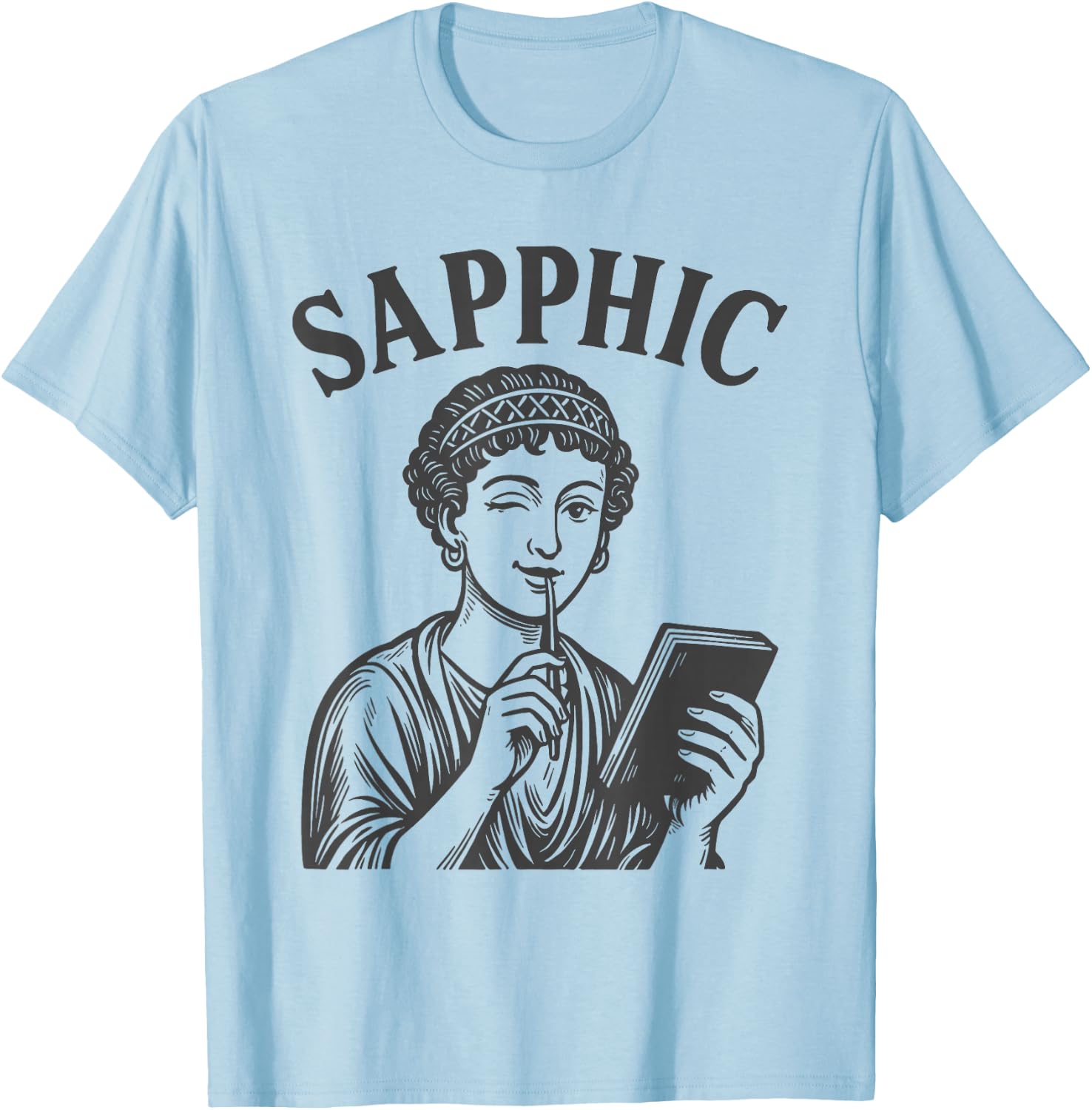 Lesbian Sapphic Poet Retro Sappho T-Shirt - T-Shirt | Light Blue