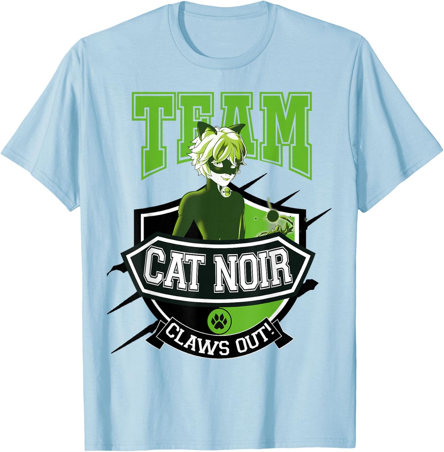 Miraculous Ladybug - Team Cat Noir T-Shirt - T-Shirt | Light Blue