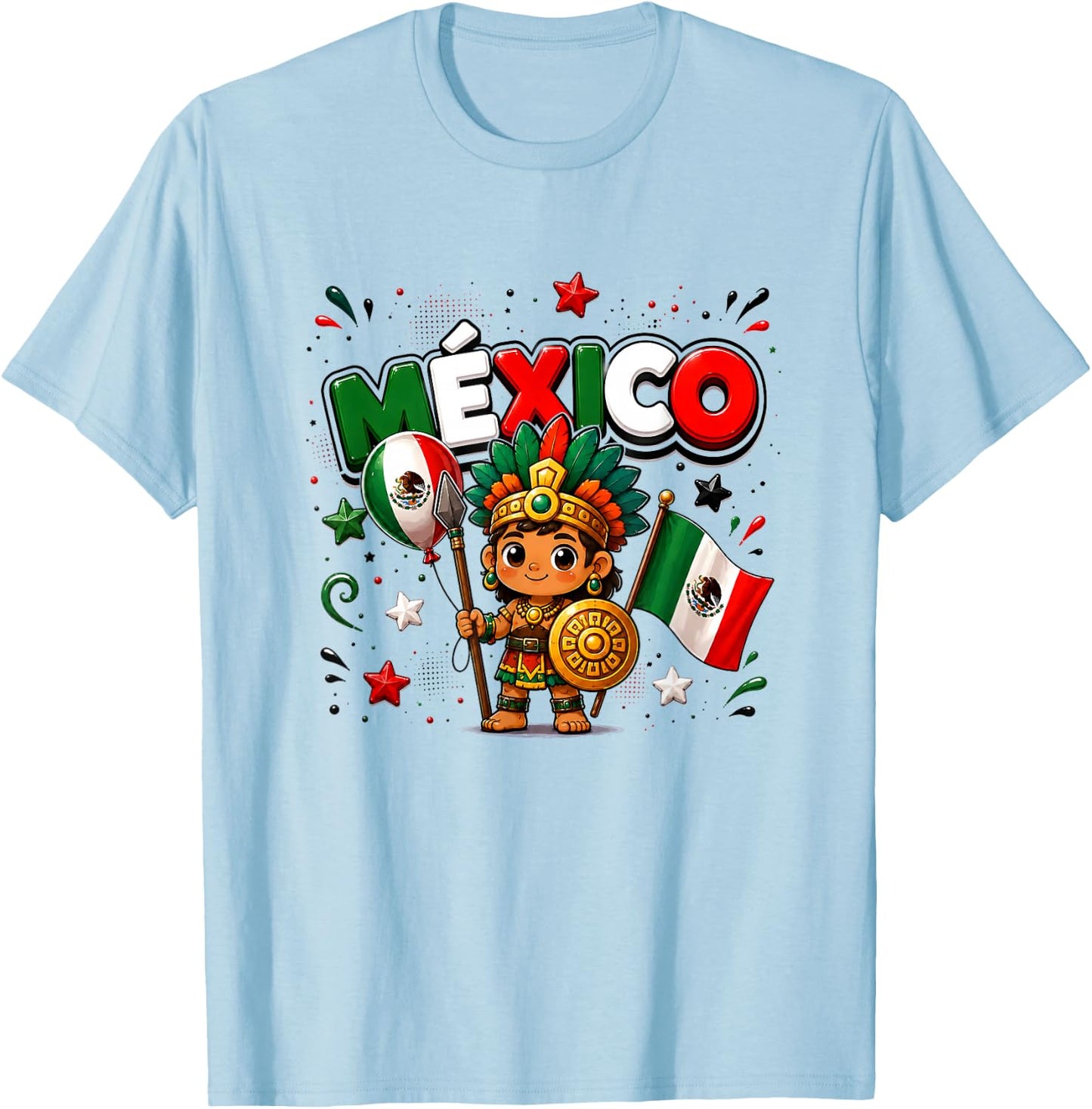 Drapeau du Mexique, Carte Mexicaine pour Enfants et Filles T-Shirt - T-Shirt | Light Blue