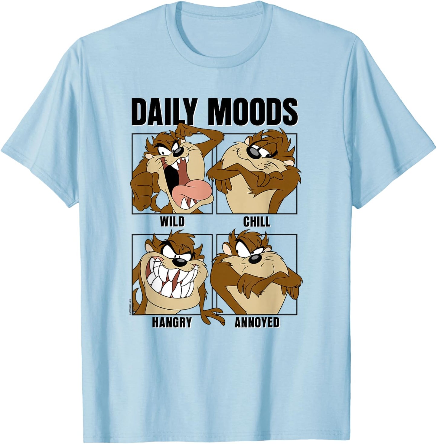 Looney Tunes Tazmanian Devil Daily Moods Panels Small T-Shirt - T-Shirt | Light Blue