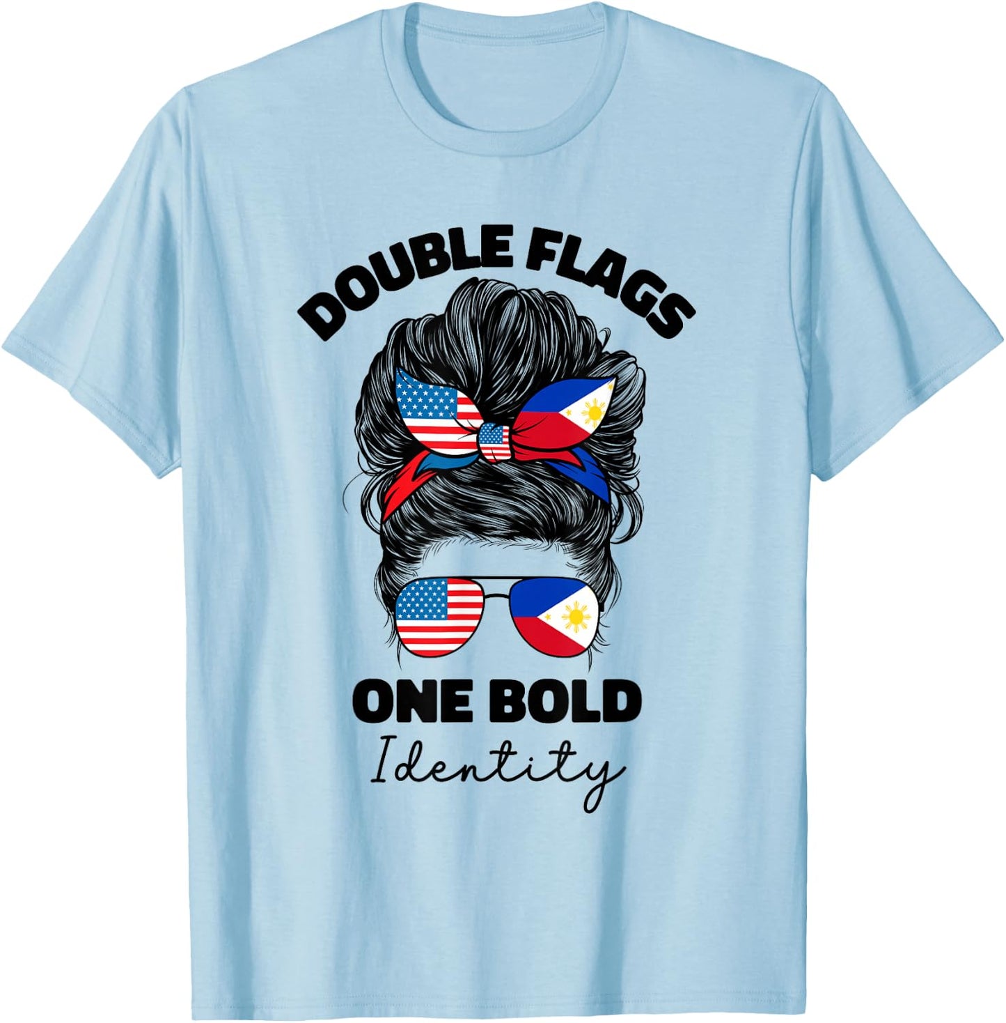 Half Filipino And American Philippines Usa Flag Women Girls T-Shirt - T-Shirt | Light Blue