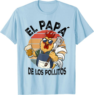 El Papa de lo pollitos funny Spanish Dia del Padre T-Shirt - T-Shirt | Light Blue