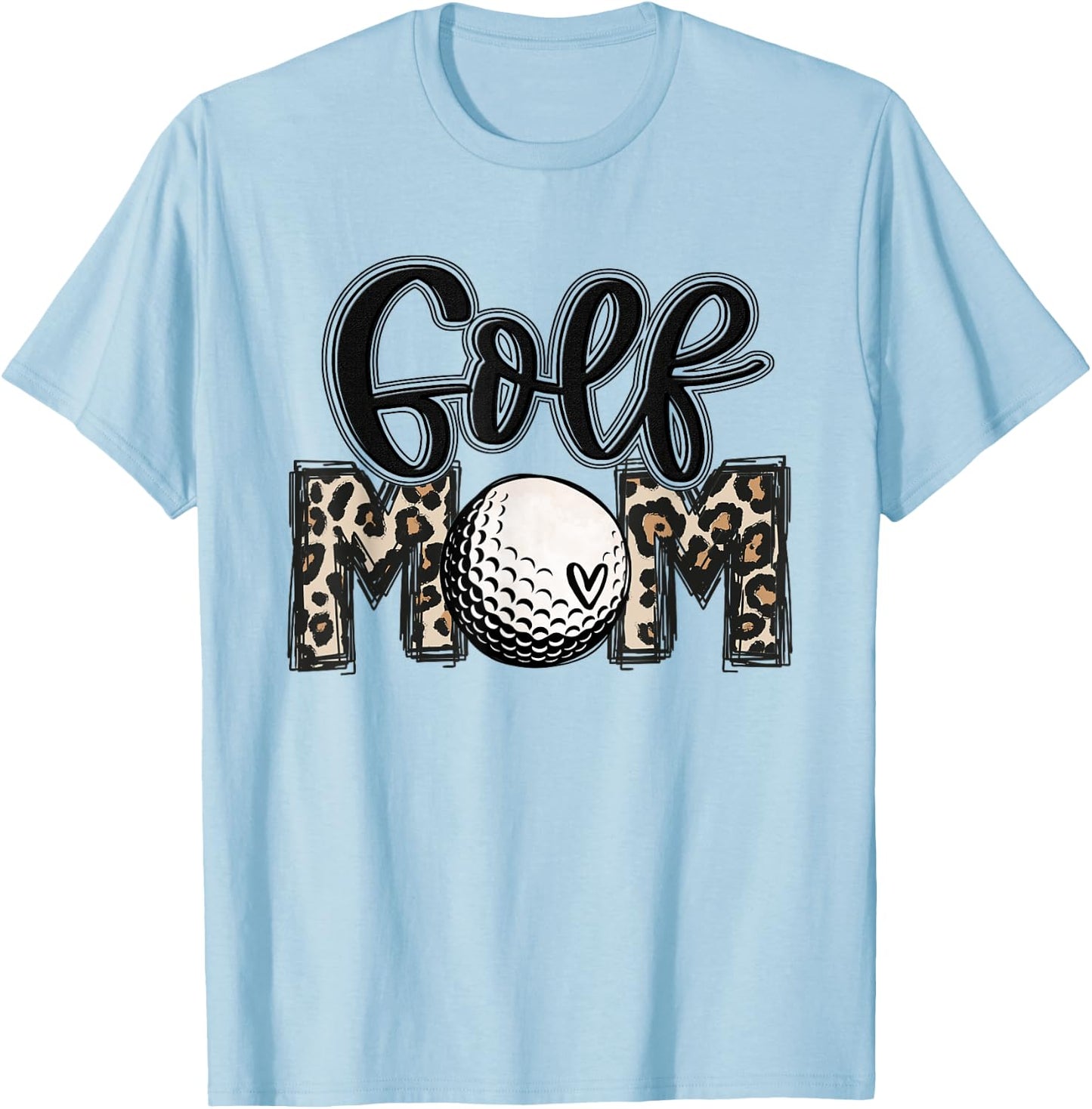 Golf Mom Leopard Mama Golfing Lover Golf Player Mother's Day T-Shirt - T-Shirt | Light Blue