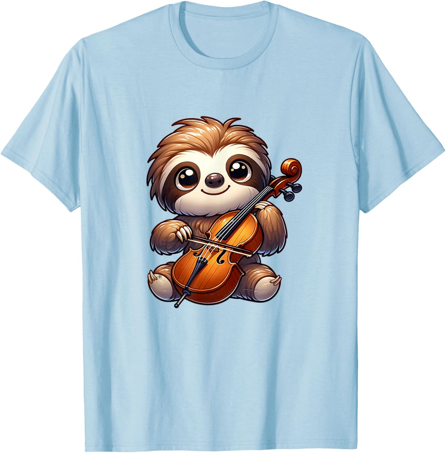 Cute Sloth Playing Cello Kids Boys Girls Kawaii Sloth Lover T-Shirt - T-Shirt | Light Blue