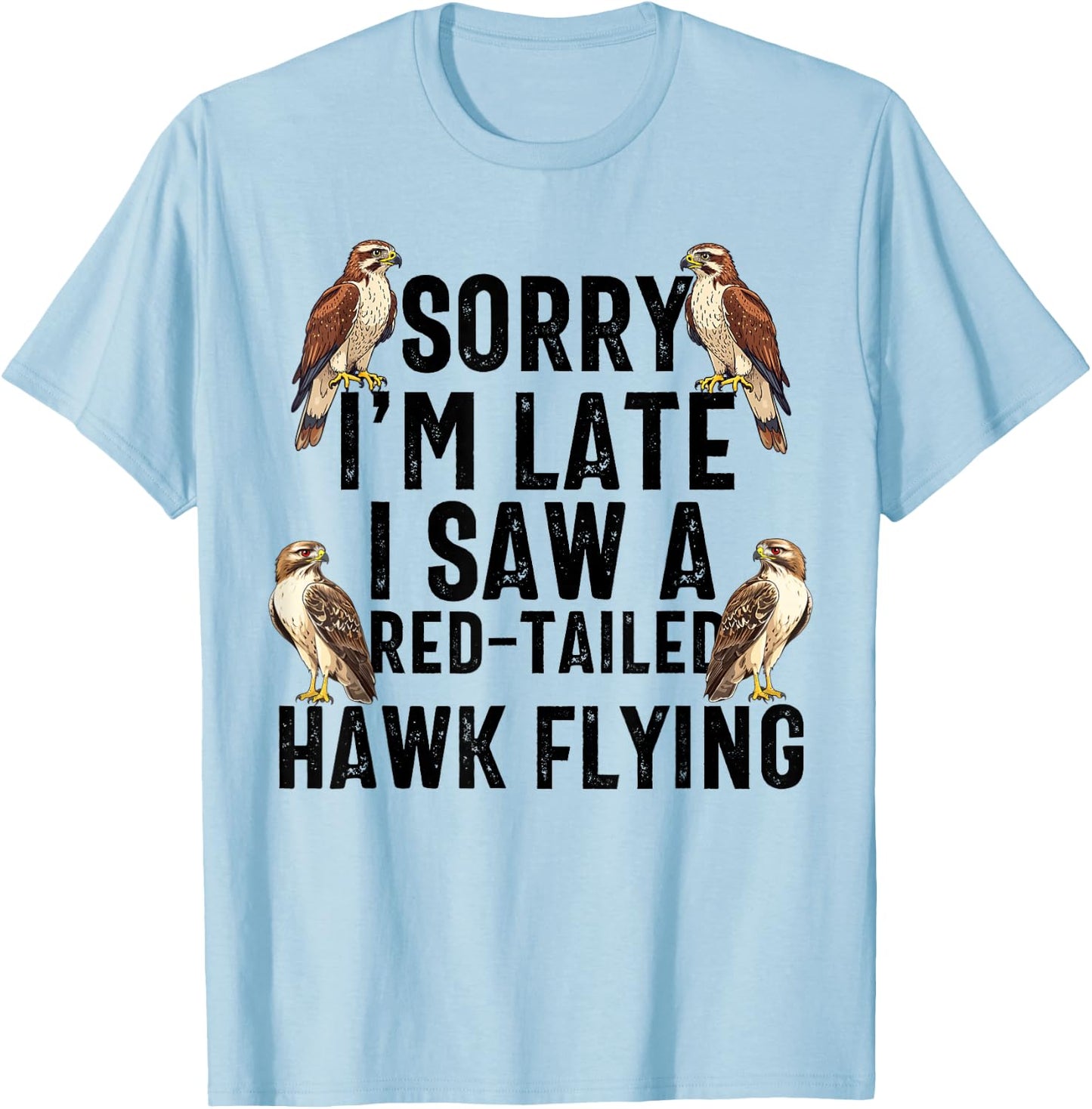 Red Tailed Hawk Chickenhawk Harlan's Hawk Buteo Jamaicensis T-Shirt - T-Shirt | Light Blue