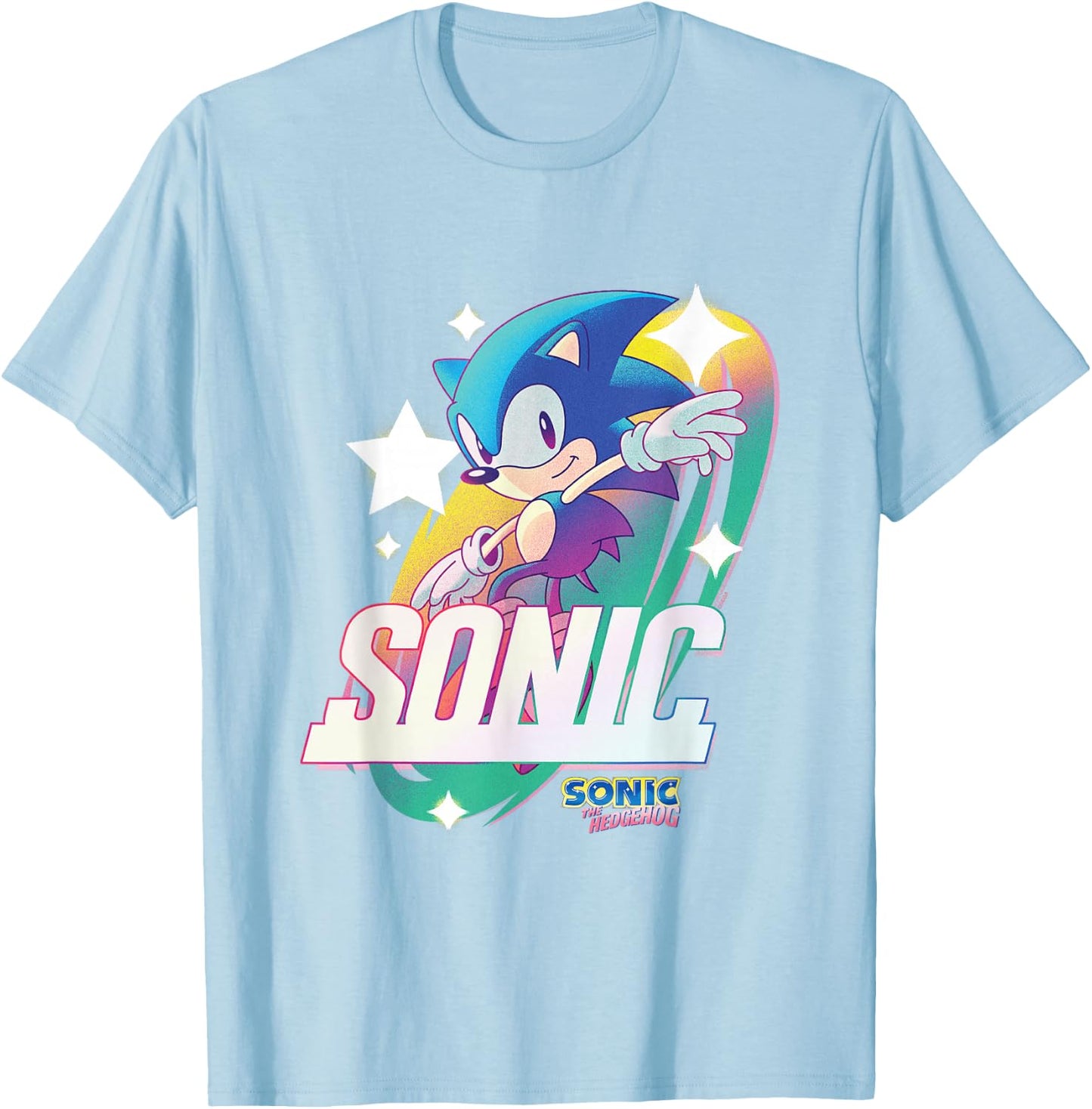 Sonic The Hedgehog Sonic Sparkle Dash Vintage T-Shirt - T-Shirt | Light Blue
