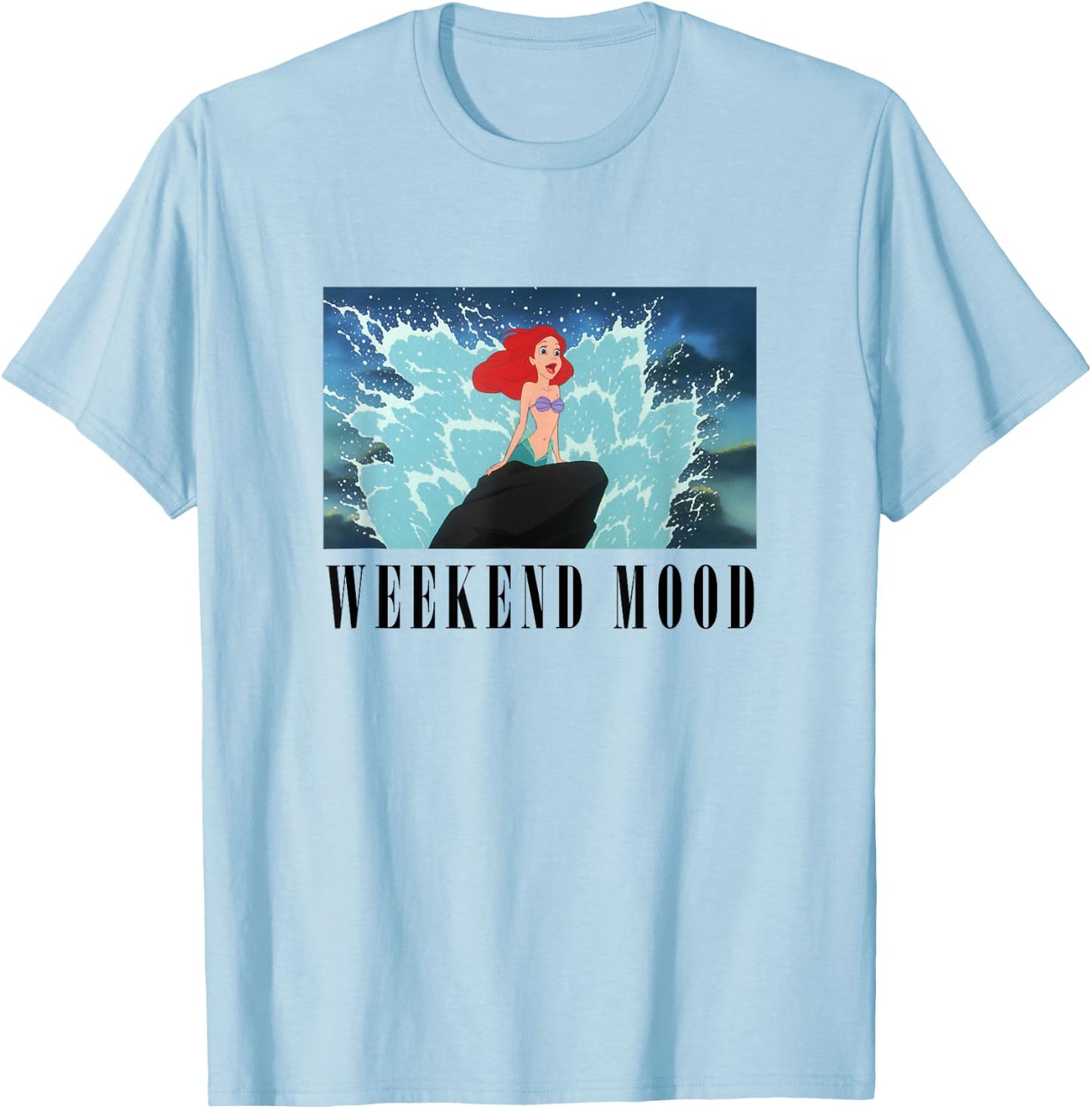 Disney The Little Mermaid Ariel Panel Weekend Mood Meme T-Shirt - T-Shirt | Light Blue