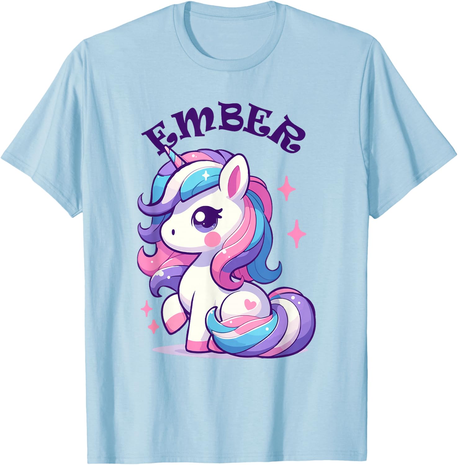 Ember Cute Unicorn Design for Girls Name Ember T-Shirt - T-Shirt | Light Blue