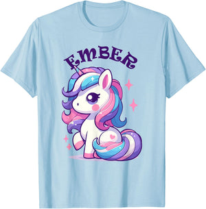 Ember Cute Unicorn Design for Girls Name Ember T-Shirt - T-Shirt | Light Blue