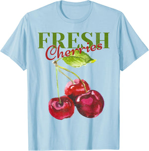 Fresh Cherries Homestead Homegrown Farmhouse Farmer T-Shirt - T-Shirt | Light Blue