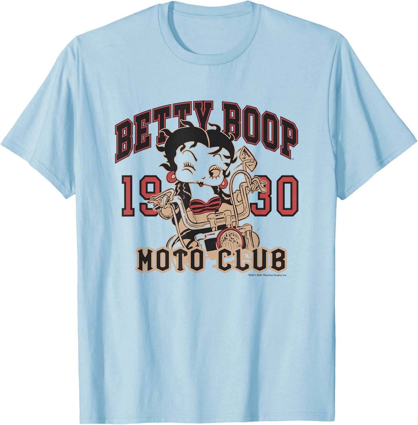 Betty Boop Moto Club Vintage Ride 1930 Biker T-Shirt - T-Shirt | Light Blue
