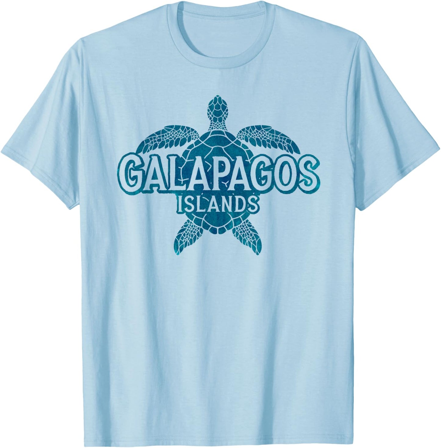 Galapagos Islands Vintage Sea Turtle Graphic T-Shirt - T-Shirt | Light Blue
