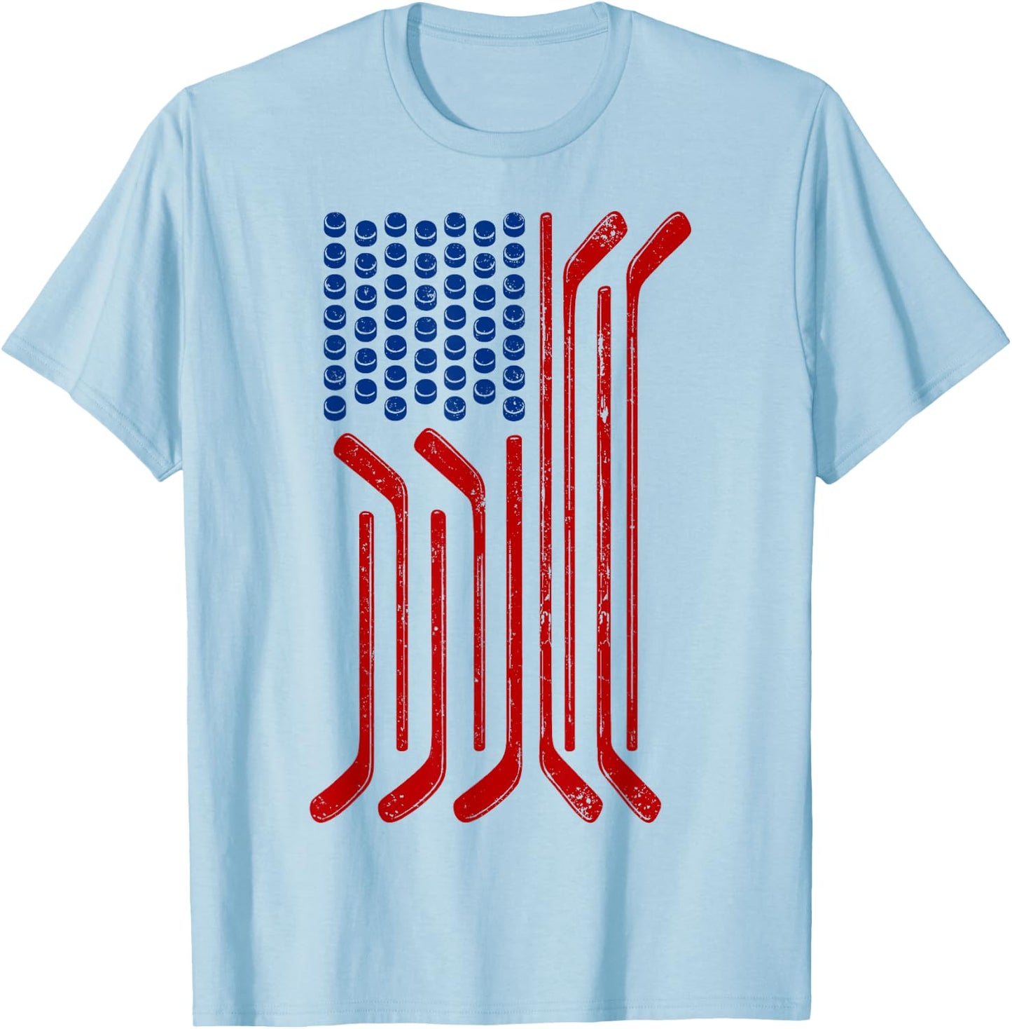 Vintage USA Flag American Ice Hockey Patriotic Sports T-Shirt - T-Shirt | Light Blue