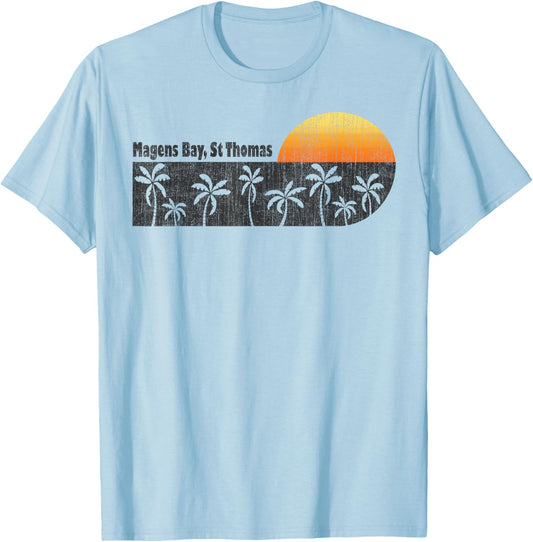 Retro Magens Bay St Thomas Retro T-Shirt - T-Shirt | Light Blue