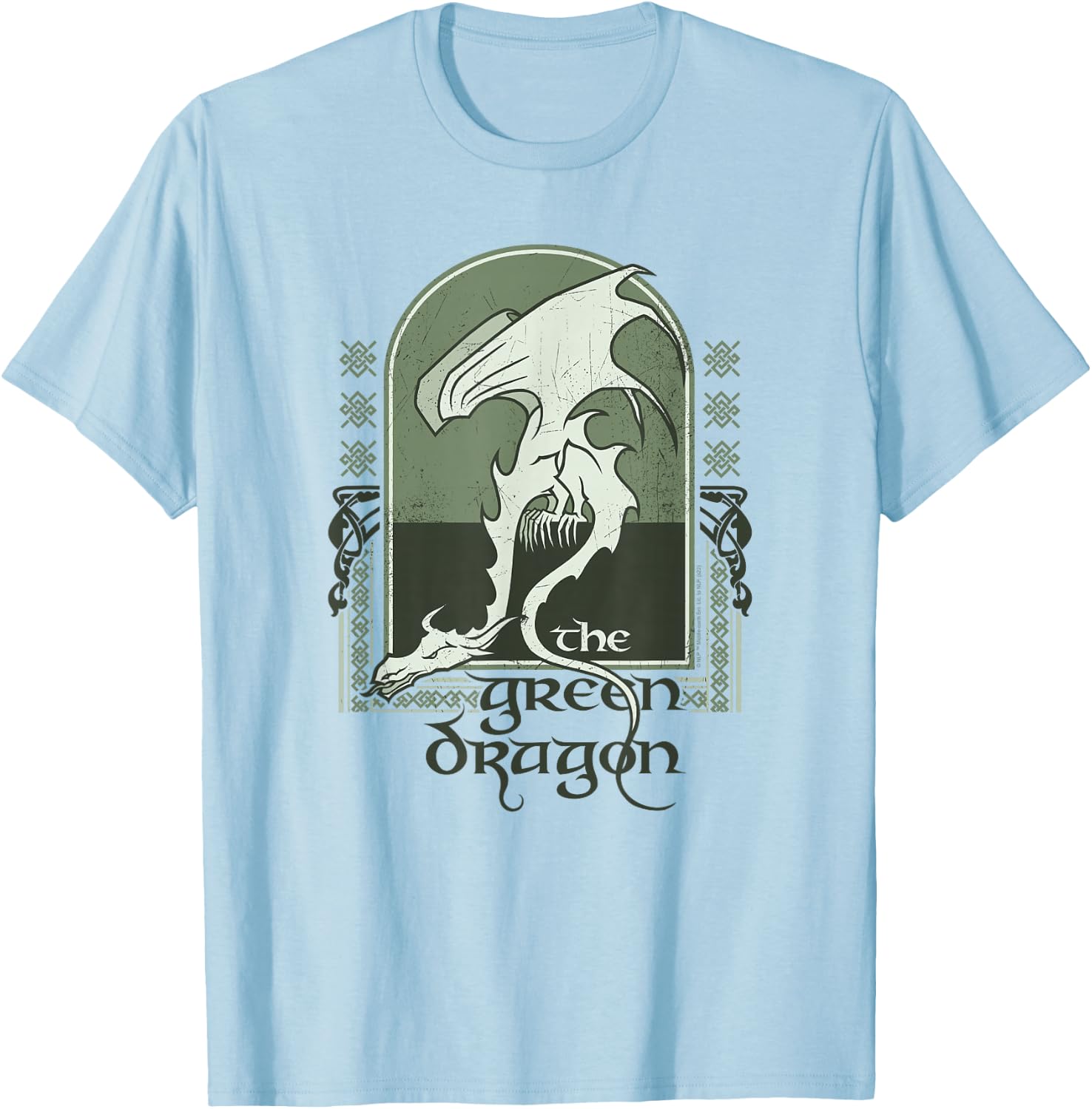 The Lord of The Rings The Green Dragon Ancient Logo T-Shirt - T-Shirt | Light Blue