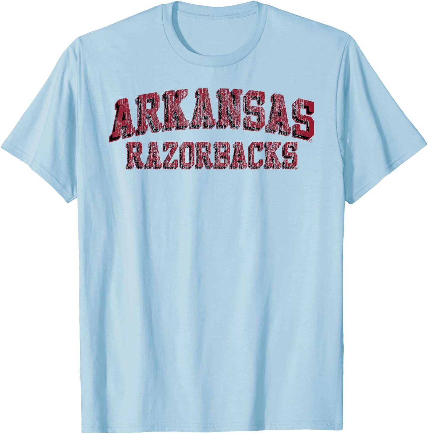 Elite Authentics Arkansas Razorbacks Retro Arch Officially Licensed , Small, Grey T-Shirt - T-Shirt | Light Blue