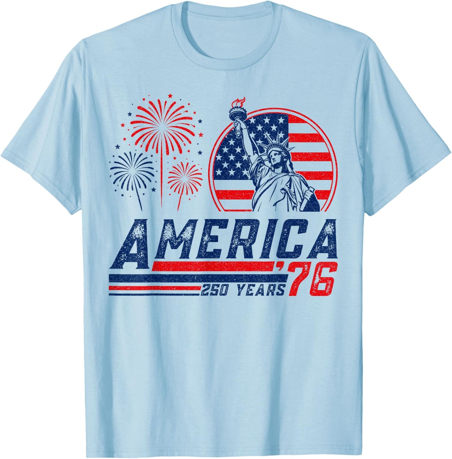 America Retro 250th Anniversary USA 1776 2026 4th of July T-Shirt - T-Shirt | Light Blue