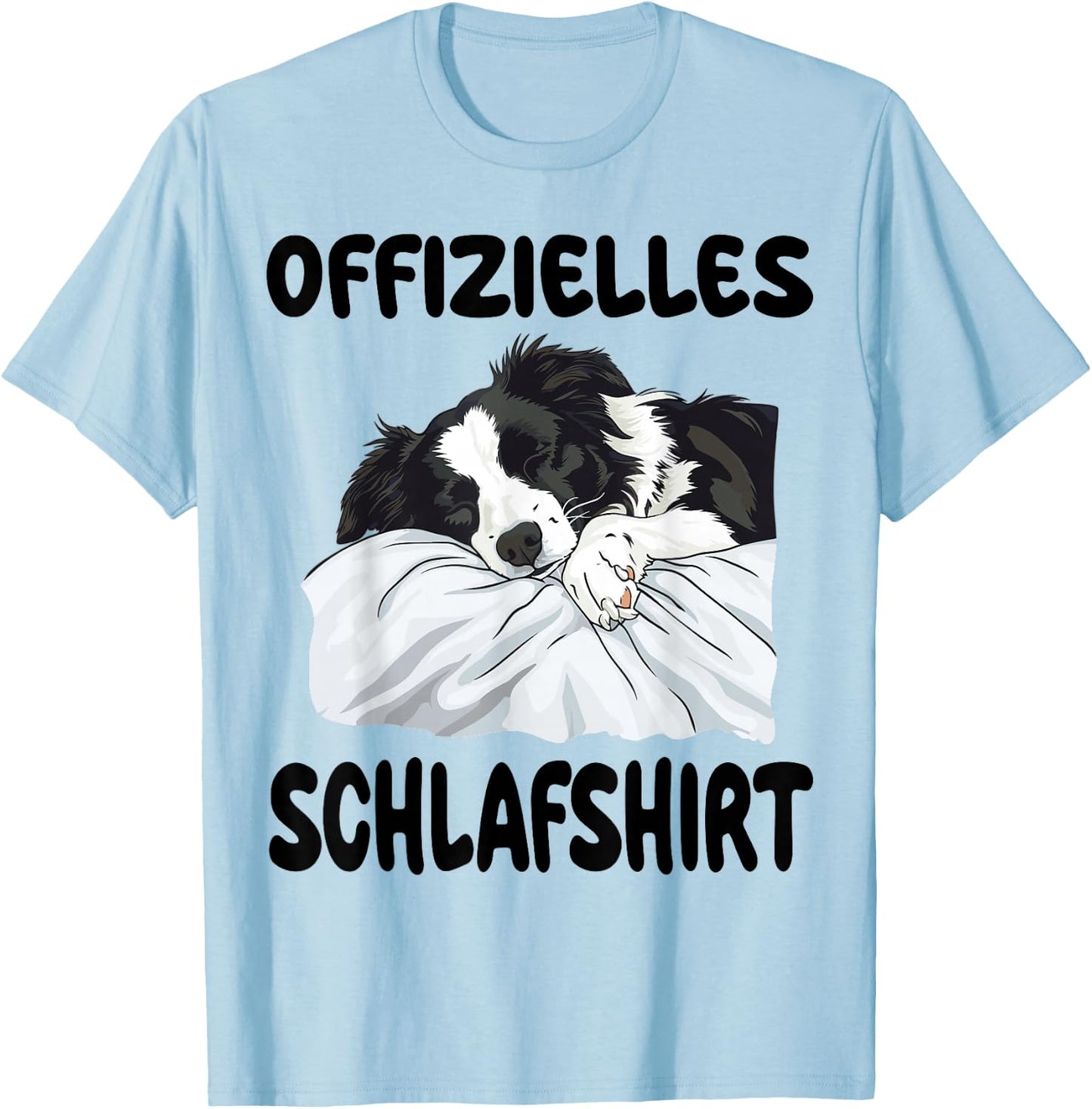 Funny Border Collie Dog Official Sleep Shirt , White T-Shirt - T-Shirt | Light Blue