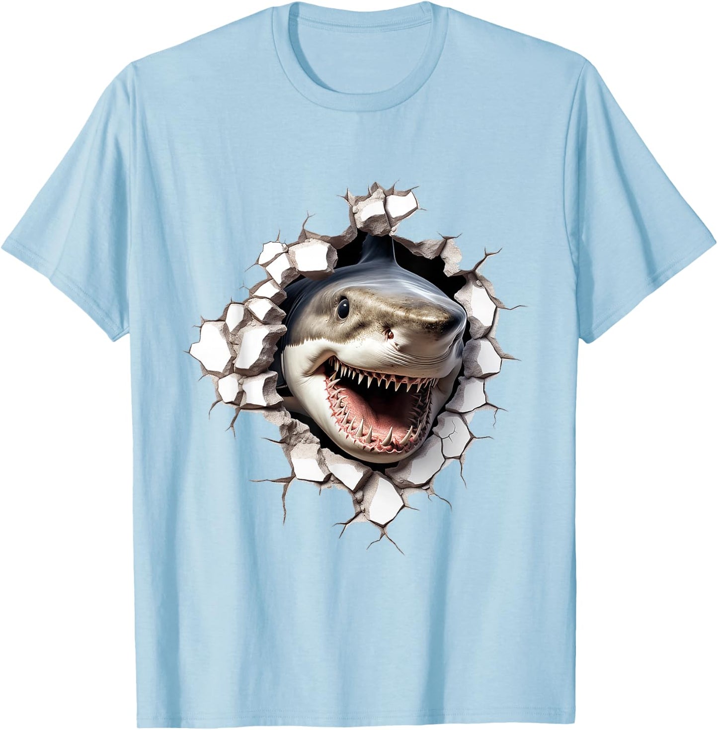 Animal Print Shark Drawing Illustration Drawing , white, S T-Shirt - T-Shirt | Light Blue