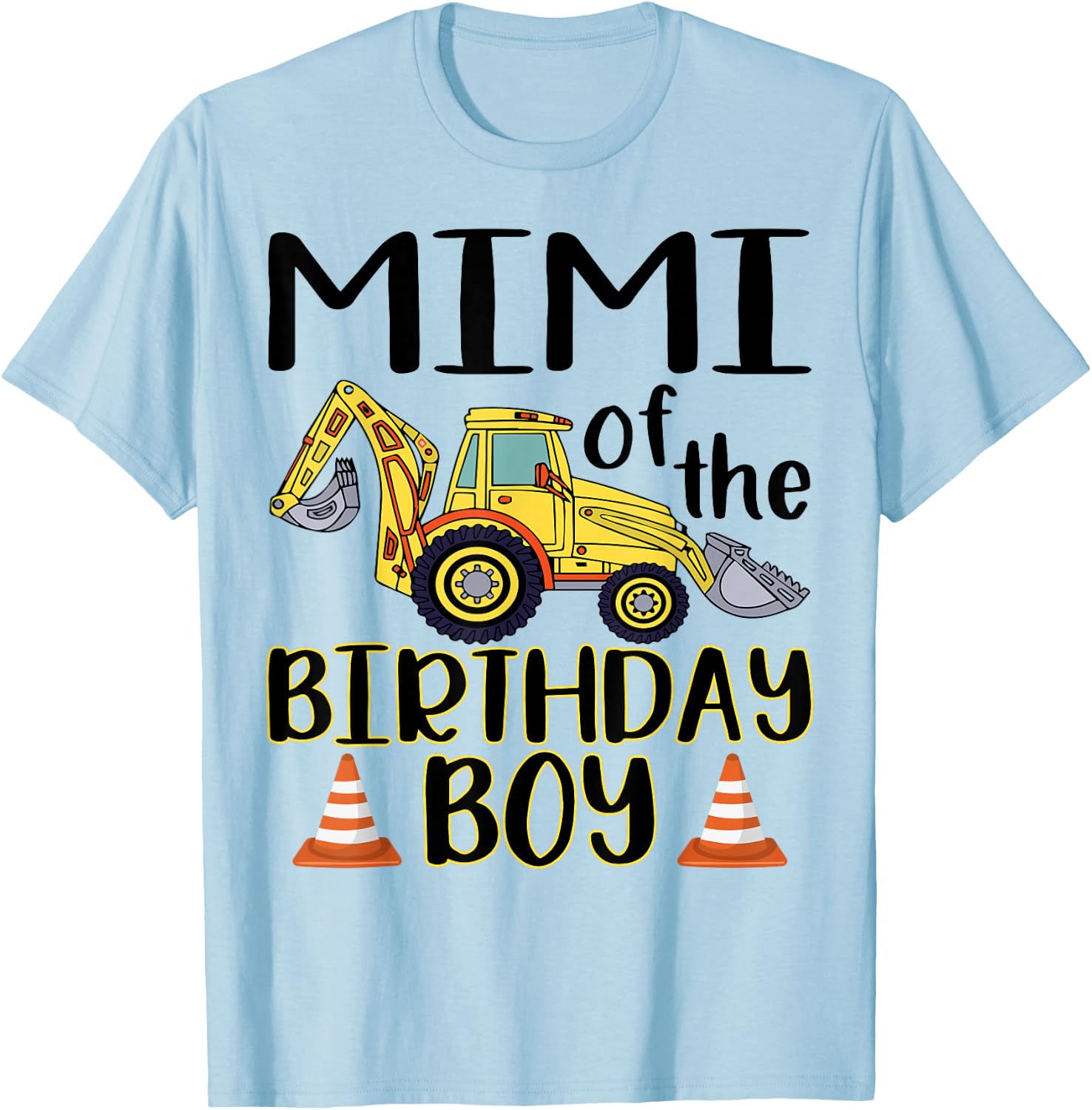 Mimi of The Birthday for Boy Excavator Construction Truck T-Shirt - T-Shirt | Light Blue