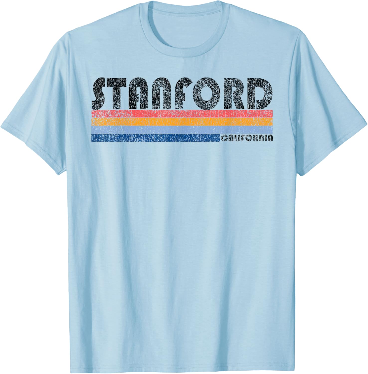 Vintage 1980s Style Stanford, California T-Shirt - T-Shirt | Light Blue