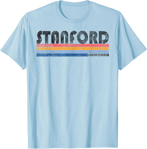 Vintage 1980s Style Stanford, California T-Shirt - T-Shirt | Light Blue