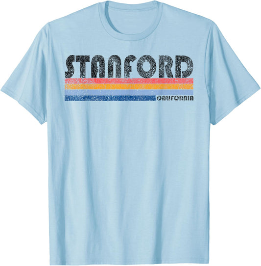 Vintage 1980s Style Stanford, California T-Shirt - T-Shirt | Light Blue