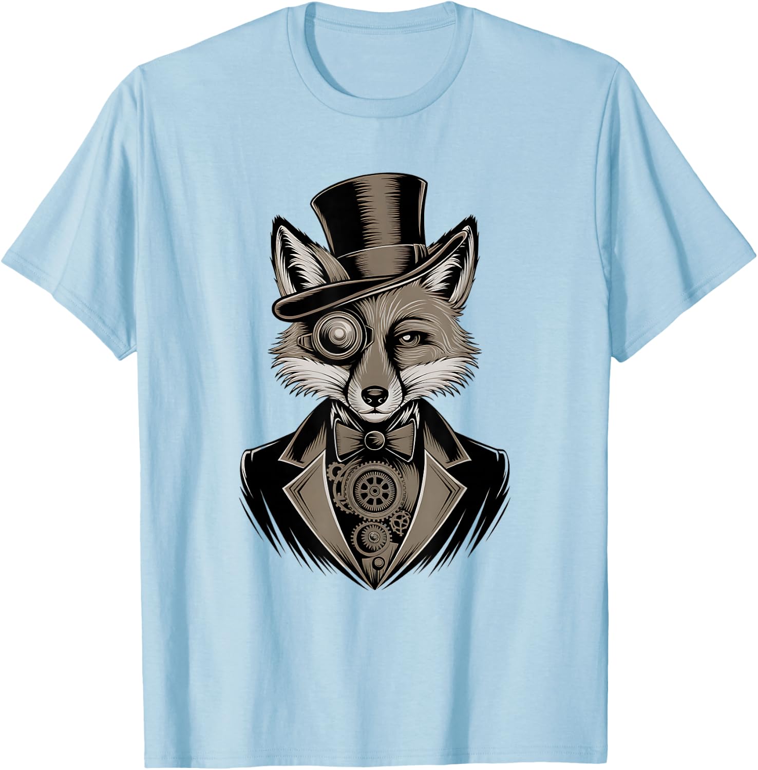 Elegant Fox with Cylinder and Monocle Classic T-Shirt - T-Shirt | Light Blue