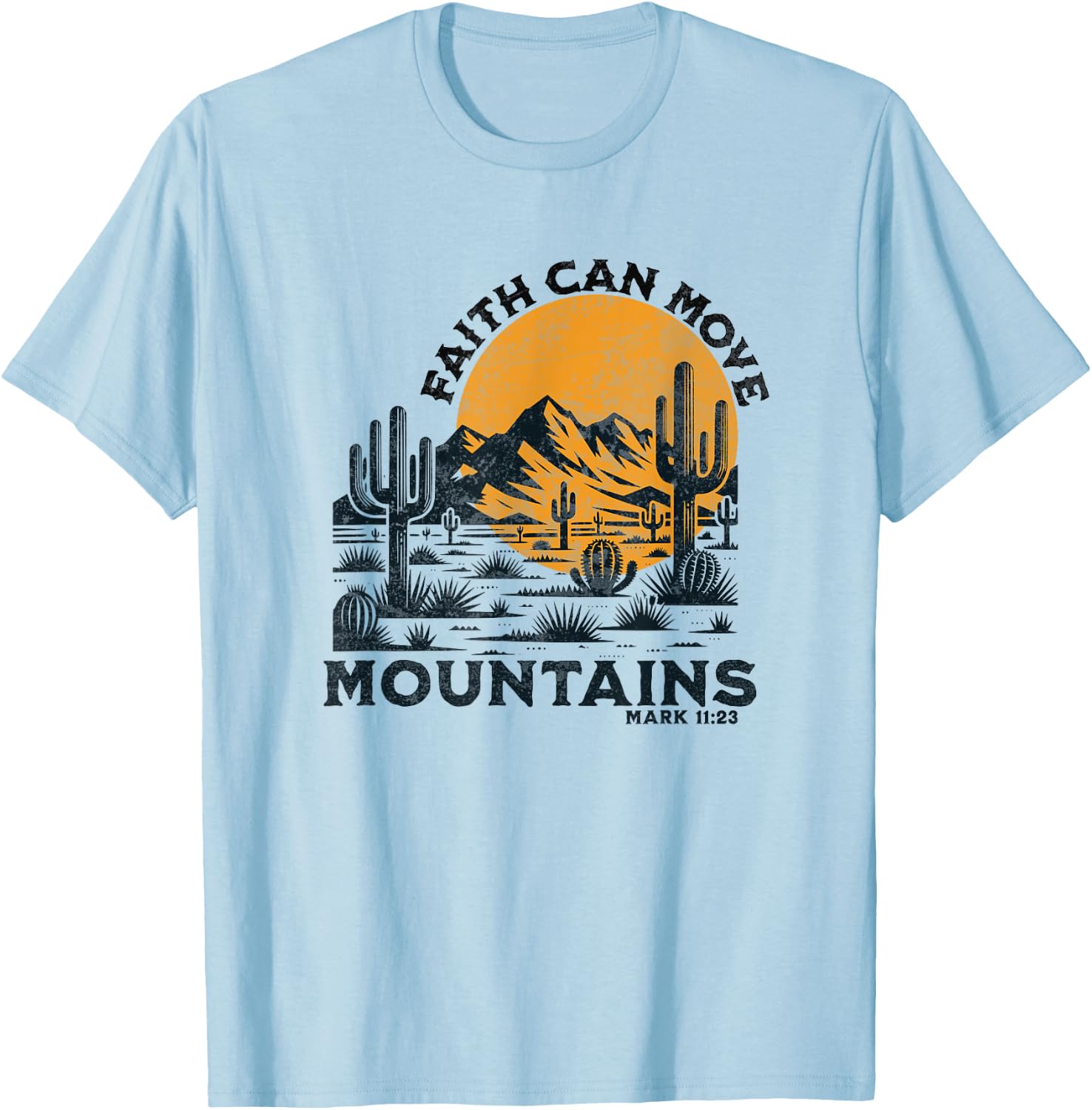 Boho Christian Bible Verse Trendy Cactus Desert Jesus Faith T-Shirt - T-Shirt | Light Blue