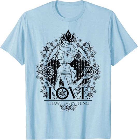 Disney Frozen Elsa Love Thaws Everything Graphic T-Shirt - T-Shirt | Light Blue