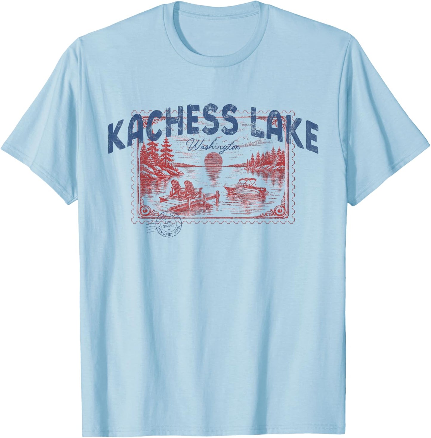 Kachess Lake Washington Outdoors Vintage T-Shirt - T-Shirt | Light Blue