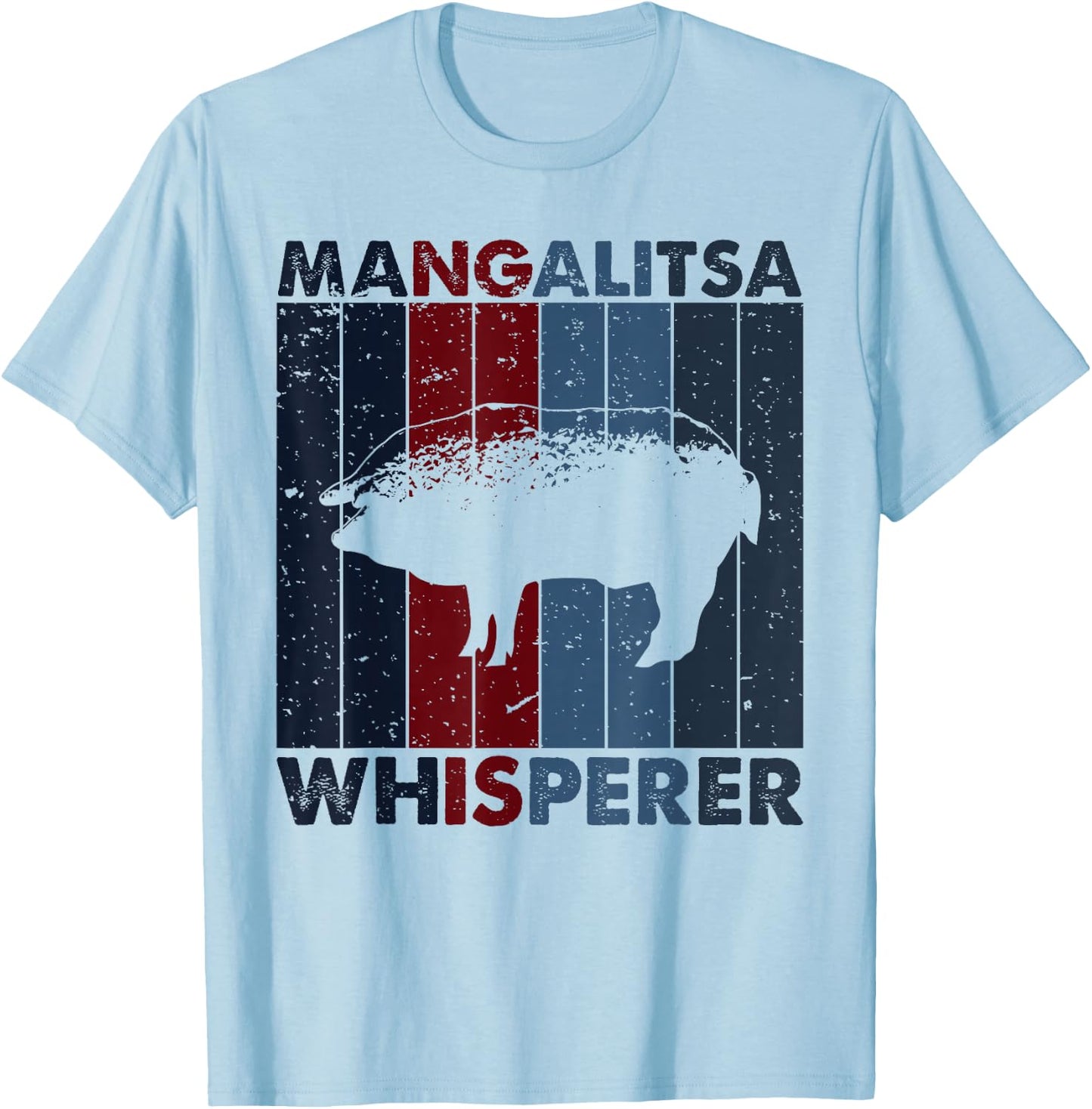 Pig Dad Mom Whisperer - Farmer Breeder Vintage Mangalitsa T-Shirt - T-Shirt | Light Blue